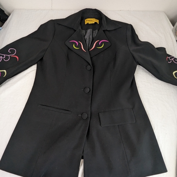 Psalm: CIV Black Blazer with Embriodered Lapel and Sleeves Size 12. Bag 7 - Picture 8 of 15